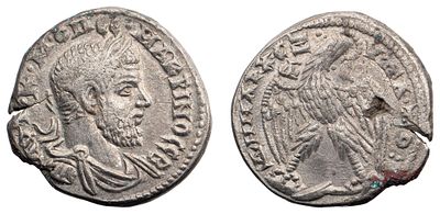 "Римская империя. г. Антиохия. Макрин. (217-218 гг.). Тетрадрахма. Серебро, 11,83 гр. Диаметр 