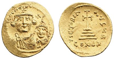 "Византийская империя. Ираклий и Ираклий Константин (613-618 гг.) Солид. Золото, 4,46 гр. 