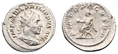 "Римская империя. Филипп I (244-249 гг.). Антониниан. Л.ст.: Бюст императора, круговая надпись: 