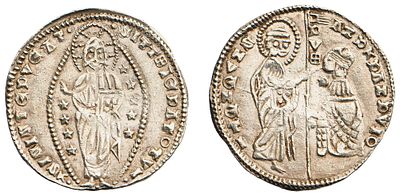 "Бейлики Анатолии. Подражание венецианскому дукату Андреа Дандоло (1344-1354 гг.) Электр, 3,47 