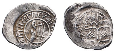 "Великое княжество Московское. Дмитрий Донской (1359-1389 гг.). Анонимная денга, денежный двор 