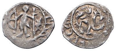 "Великое княжество Тверское. Борис Александрович (1425-1461 гг.). Денга. Л.ст.: &laquo;Человек впрямь 