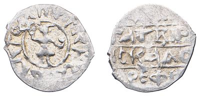 "Великое княжество Тверское. Михаил Борисович (1461-1486 гг.). Денга "орефия". Л.ст.: &laquo;Человек 