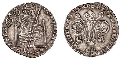 "Италия. Флорентийская республика. Гроссо 1189-1532 гг. Серебро, 2,51 гр. Состояние XF."