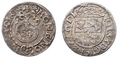 "Речь Посполитая. Сигизмунд III (1587-1632 гг.). Полторак 1619 г. Быдгощ. Серебро, 1,32 гр. 