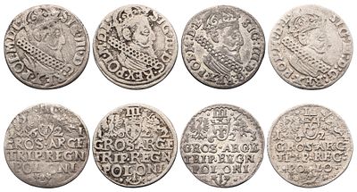 "Подборка 4 монет: 1)Речь Посполитая. Великое Княжество Литовское. Сигизмунд III Ваза 