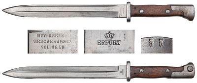 "Штык к винтовке маузер обр. 1884/98 г.г. Германия. Без ножен. Общая длина 385 мм, длина клинка 