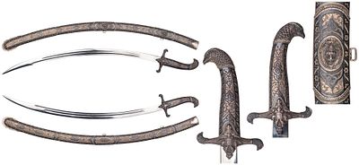 "Сабля "Орёл" кубачинская. В серебре. Россия, ХХ век в подарочной коробке. Общая длина 940 мм 