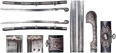 Шашка Кавказская офицерская в серебре. Златоуст. Общая длина 995 мм, длина клинка 795 мм 