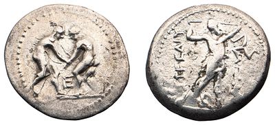 "Памфилия. г. Аспенд (380/75-330/25 гг. до н.э.). Статер. Серебро, 10,30 гр. Диаметр 21 мм. 