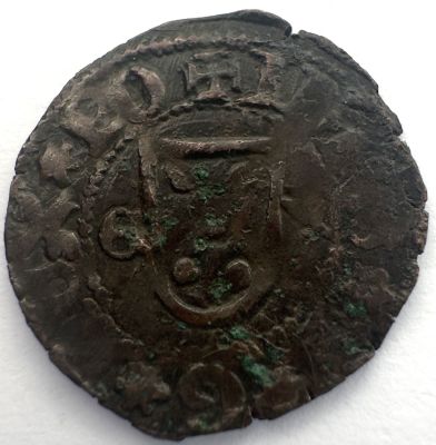 Portugal D. Jo&atilde;o I (1385-1433) Meio Real At&iacute;pico Evora A: IHNS * P * G * REX * PO R: *AD IVT 