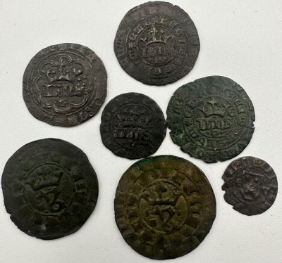 Portugal D. Jo&atilde;o I (1385-1433) Lote de 7 moedas 1- Meio Real Dez Soldos De Lisboa 1- Meio Real 