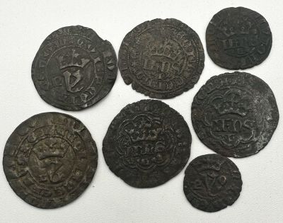 Portugal D. Jo&atilde;o I (1385-1433) Lote de 7 moedas 1- Meio Real Dez Soldos De Lisboa 1- Meio Real 