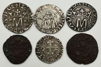 Portugal D. Manuel I (1495-1521) Lote de 6 Moedas 2- Ceitis 1- Meio Vint&ecirc;m 3- Vint&ecirc;ns