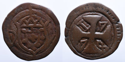 Portugal &Iacute;ndia D. Maria I e D. Pedro III (1777-1786) Ati&aacute; 1778 - Cobre - DIU A: ESCUDO R: 1778 