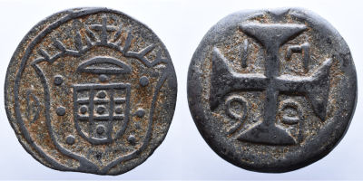 Portugal &Iacute;ndia D. Maria I (1786-1799) 20 Bazarucos 1799 - Tutenaga - DIU A: ESCUDO R: 1799 AG: 