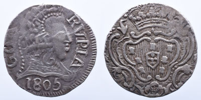 Portugal &Iacute;ndia D. Maria I (1786-1799) Rupia (600 Reis) 1805 - Prata - GOA A: GOA RUPIA 1805 R: 
