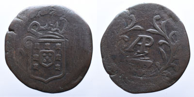 Portugal &Iacute;ndia D. Miguel I (1828-1834) Meia Tanga (30 Reis) - Cobre A: ESCUDO R: AP 1/2 T AG: 