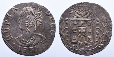 Portugal &Iacute;ndia D. Maria II (1834-1853) Rupia (600 Reis) 1839 - GOA - Prata A: RUPIA DEGOA R: 