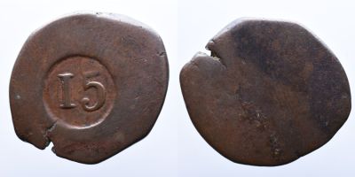 Portugal &Iacute;ndia D. Maria II (1834-1853) Moedas Carimbadas 15 Reis - Cobre A: 15 R: AG: 27.01 