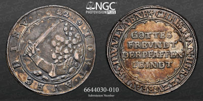 Estados Alem&atilde;es 
Brunsvique-Volfembutel. Christian Taler 1622 NGC AU 53, Lippstadt mint, KM26 