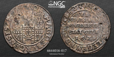 MAGDEBURGO. CIDADE. NGC VF details danos ambientais 
6 groschen 1629, cunhado durante o cerco 