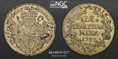 ALEMANHA. Wurzburgo. 20 Kreuzer 1795 MM. NGC MS-62 
Franz Ludwig von Erthal, 1779-1795. 
20 