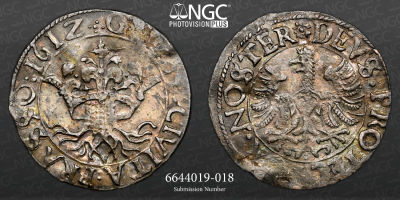 Hungria, Siebenburgen, Groschen 1612 NGC UNC Details Bent 
Cidade de Kronstadt (1612-15) 