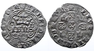 Portugal D. Jo&atilde;o I - Real de Tr&ecirc;s e Meia Libras Lisboa - Bolh&atilde;o - Mbc - AG: 54.15 Peso 1.92g A: 