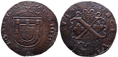 Portugal D. Jo&atilde;o III - X Reais - Cobre - bc+ AG: 15.07 Peso 16.42g A: IOANES : D : G : 