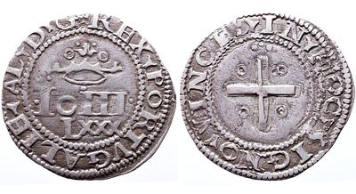 Portugal D. Jo&atilde;o III - Real Portugu&ecirc;s Dobrado - Prata - Mbc+ AG: 90.15 Peso 6.84g A: REX + 