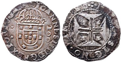 Portugal D. Jo&atilde;o IV - Meio Cruzado Evora - Prata - Mbc AG: 95.03 Peso 11.16g A: IOANNES IIII D 