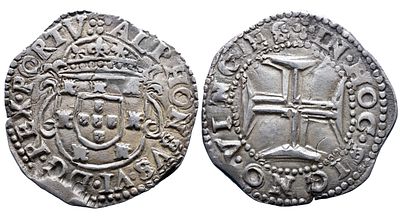 Portugal D. Afonso VI - Tost&atilde;o - Prata - Bela - AG: 25.05 Peso 4.20g A: . ALPHONSVS . VI . DG . 