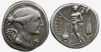 Roman Republic L. Valerius Flaccus. 108-107 BC. AR Denarius , 3.88 g, Rome mint. Winged and 