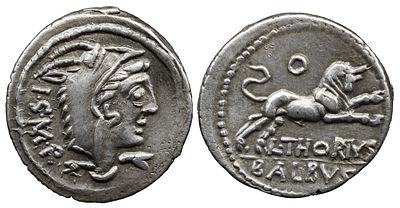 Roman Republic L. Thorius Balbus. 105 BC. AR Denarius , 3.99 g. Rome mint. Head of Juno Sospita 