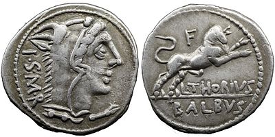 Roman Republic L. Thorius Balbus. 105 BC. AR Denarius , 3.99 g. Rome mint. Head of Juno Sospita 