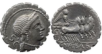 Roman Republic C. Naevius Balbus. 79 BC. AR Serrate Denarius (4.05 gm). Diademed head of Venus 