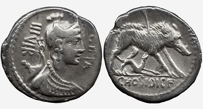 Roman Republic C. Hosidius C.f. Geta. 64 BC. AR Denarius , 4,00 g. Rome mint. Diademed and 