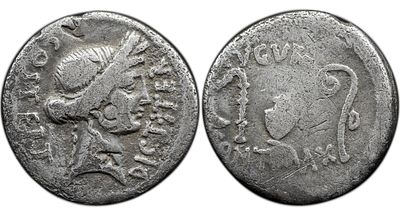 Roman Republic The Caesarians. Julius Caesar. January-April 46 BC. AR Denarius , 3.42 g. 