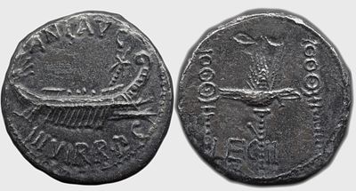 Roman Republic The Triumvirs. Mark Antony. Autumn 32-spring 31 BC. AR Denarius , 3.02 g. 