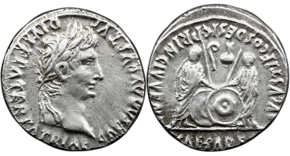 Roman Imperial Augustus. 27 BC-AD 14. AR Denarius , 3.90 g. Lugdunum (Lyon) mint. Struck 2 