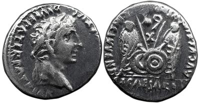 Roman Imperial Augustus. 27 BC-AD 14. AR Denarius , 3.61 g. Lugdunum (Lyon) mint. Struck 2 