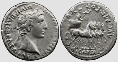 Roman Imperial Augustus. 27 BC-AD 14. AR Denarius , 3,62 g. Lugdunum (Lyon) mint. Struck AD 