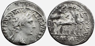 Roman Imperial Augustus. 27 BC-AD 14. AR Denarius , 3,60 g. Lugdunum (Lyon) mint. Struck AD 