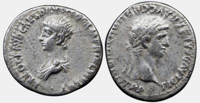 Roman Imperial Claudius, with Nero as Caesar. AD 41-54. AR Denarius , 3.30 g. Lugdunum (Lyon) 