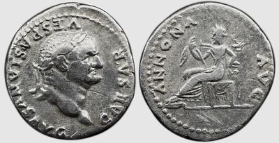 Roman Imperial Vespasian. AD 69-79. AR Denarius , 3.21 g. Rome mint. Struck AD 78-79. Laureate 