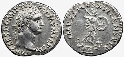 Roman Imperial Domitian. AD 81-96. AR Denarius , 3.22 g. Rome mint. Struck AD 93-94. Laureate 