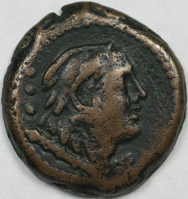 Roman Republic C. Aburius Geminus &AElig; Quadrans. Rome, 134 BC. Head of Hercules to right, wearing 