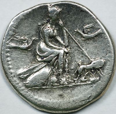 Roman Republic Anonymous AR Denarius. Rome, 115-114 BC. Head of Roma right, wearing winged and 