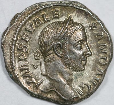 Roman ImperialSeverus Alexander AR Denarius. Rome, AD 228-231. IMP SEV ALEXAND AVG, laureate 